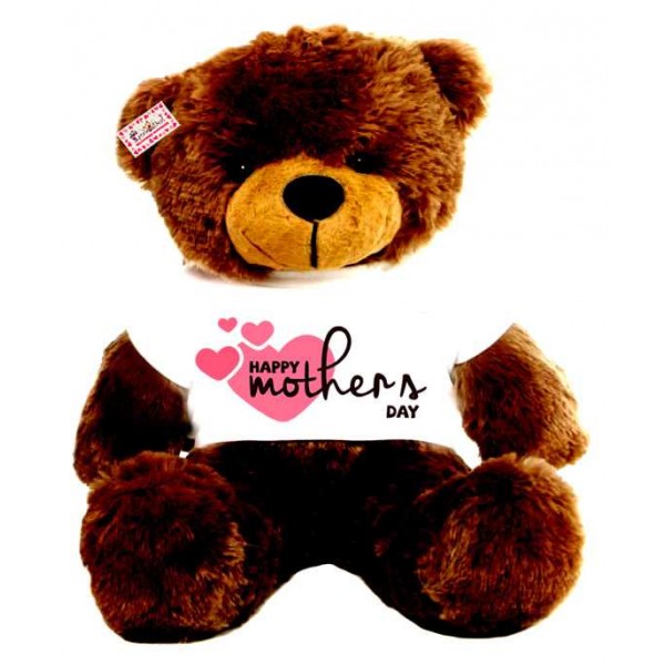 2 feet big brown teddy bear wearing Happy Mothers Day flying hearts T-shirt